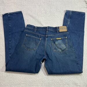 VTG Prison Blu Jeans Mens 36x36 Blue Dark Wash Straight Fit Leg Workwear USA 90s
